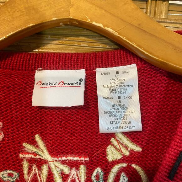 Vintage Bobbie Brooks Christmas Vest Small Snowman Embroidered Beaded holiday - Picture 4 of 8